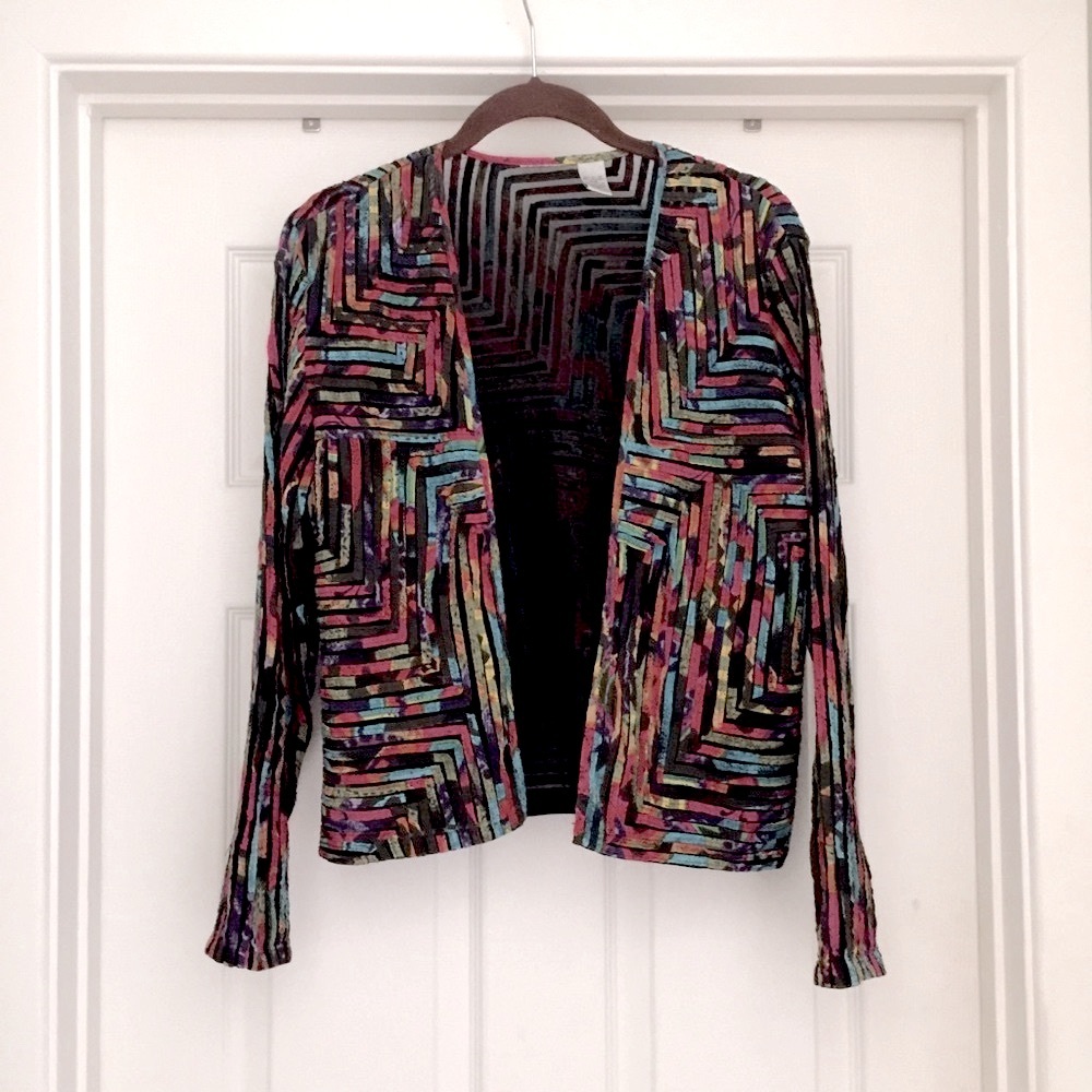 Chico’s Multi Color Ribbon Patchwork Sheer Boho J… - image 1